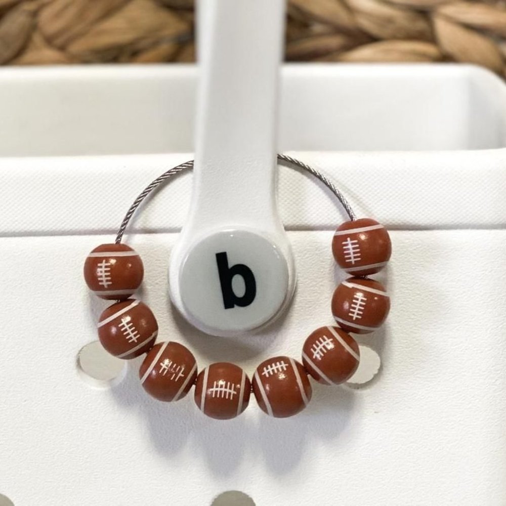 Football Beaded Sports Bogg Bag Charm Keychain